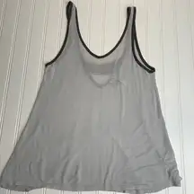 Free Press Thin Tank Top Gray Dark Gray Trim Sz XS
