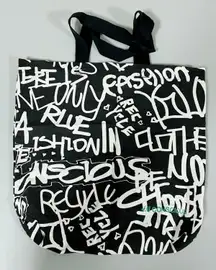 Black White Graffiti Graphic Tote Bag Purse Pocketbook 🖤🤍