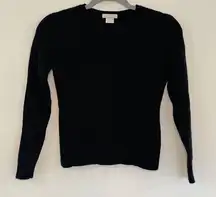 100% Cashmere Tweeds black small cable knit crewneck sweater