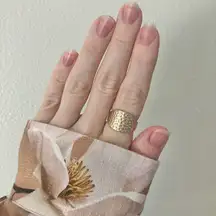 Vintage Hammered Gold Thimble Chunky Ring “Cheyenne” Cocktail Statement Thick Jewelry