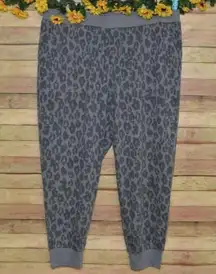 NWT Mudpie Ladies XL Gray Leopard Casual Pull On Joggers Pants Comfy Lounge Soft
