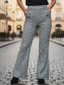 NEW BCBGeneration Womens XS Plaid Blue/Black/White Trousers Straight Dress Pants