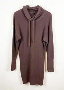 Prana Milani Merino Wool Blend Cowl Neck Sweater Dress S Brown