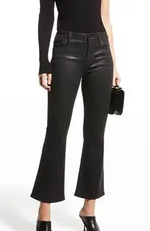 Frame Le Crop Mini Boot Croc Effect Denim Black Sz 31 Retro High Rise