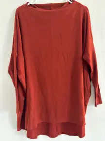 Bryn Walker Shirt Womens XXS Rust Mock Neck Oversized Batwing Lagenlook‎ Minimal