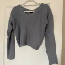 SHEIN Light Blue Periwinkle V-Neck Cable Knit Sweater Size Small EUC