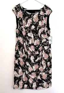 NEW NWT JESSICA HOWARD Plus Size Black Pink Floral / Dots Sequin Sheath Dress