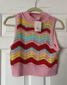 Storia Boutique Cropped Striped Sweater