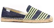 Soludos NEW  x Lem Lem Espadrille Comfort Slip-On Shoes Denim Blue Neon Stripes