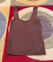 Vince Ribbed Sweetheart Tank Top Hazelnut Brown Women’s Size Small
