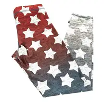 Terez Patriotic Star Leggings Red/White/Gray-Size M