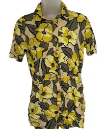 RVCA Rejoice Romper‎ Sz S Floral Sunset Fade Yellow VSCO Valley Girl Surf Beachy
