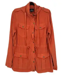 Angie Utility Jacket with Hood Sunwashed Orange Size Small