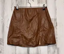 Hayley & June faux leather brown mini skirt size small