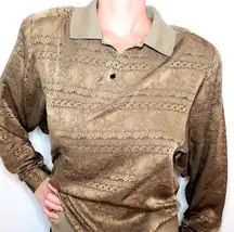 Vintage 100% Silk Pullover Collared Blouse Gold Paisley 10 / M