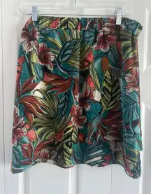 LOFT Women's Large Tropical Skirt Pull On Elastic Waist Resort‎ Vacation Boho