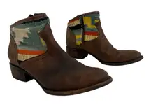 Freebird Kano Size 9 Brown Distressed Leather Ankle Bootie Cowboy Western Boot