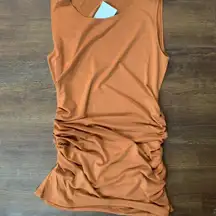 Zenana Rust Burnt Orange Ruched Tank Blouse