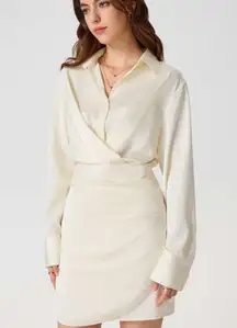 Cider Elegant Cream Long Sleeve Dress