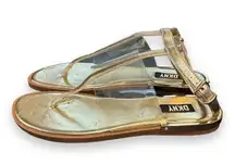 DKNY  Womens HALCOTT Gold Thong Slide Sandals Shoes 5.5 Medium