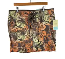Sonoma NWT Brown Floral Print Cotton Shorts Lined Above Knee Skirt Size 16W
