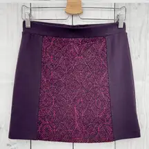 American Eagle (6) Purple Jacquard Mini Pencil Skirt