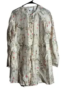 J Jill Floral Print Button Front Tunic Shirt Dress Size S
