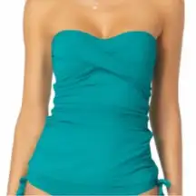 Anne Cole Twist-Front Ruched Tankini Top Women's Swimsuit ocean green XS‎ NWT