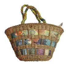 Capelli Straw Totel Bag Fabric Straworld Beachy Vacation Travel Woven Tie Dye