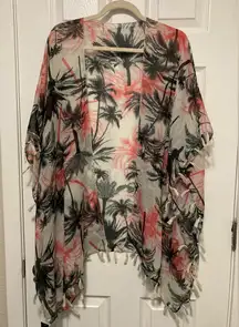 Mahina Hawaii Boutique New Tropical Palm Print Kimono Swim Cover Up