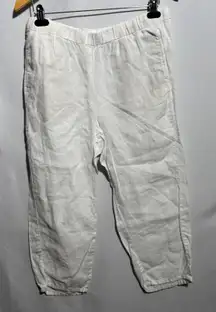 J Jill Love Linen White Pull On Capri‎ Pants Pockets Sz M Capris Coastal Classic
