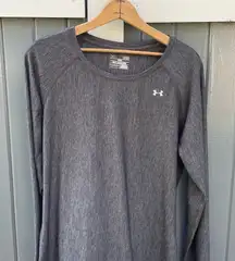 Under Armour Gray Fitted heatgear Long Sleeve Tee‎