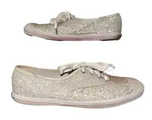 EUC KEDS x KATE SPADE Collab Bridal White Glitter Shoes - 8