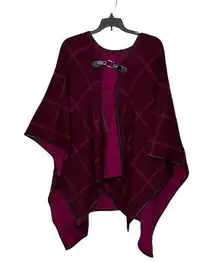 Talbots  Cape Cloak Size M/L Pink Wine Striped‎ Womens Latch Front