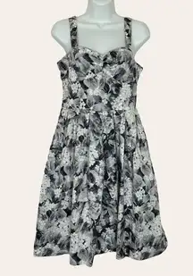 Talbots  Petites Floral Dress Sweetheart Neckline Retro Pinup Girl Black White 6P