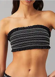New. Tory Burch black smocked bikini top. XS