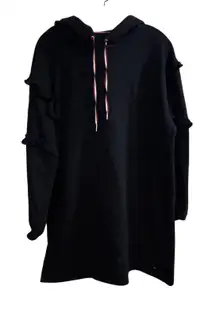 Tommy Hilfiger Women Navy Blue Ruffle Sleeve Hoodie Dress Casual Size XL