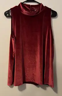 LOFT NWT Velvet Sleeveless swing Top in Deep Red medium