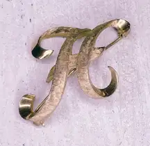 82. H Vintage Monogram Goldtone Initial Brooch