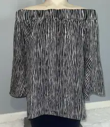 Mud Pie black white striped off shoulder blouse top shirt womans small