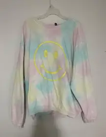 chicka d Tye Dye Smiley Corded Crewneck 