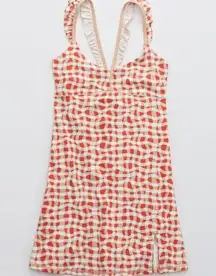 Offline by  tennis mini dress red/cream/white ruffle straps size large