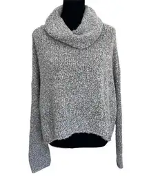 Free People  Gray Oversized Slouchy‎ Sweater Cowl Neck Chunky Cropped  Size S