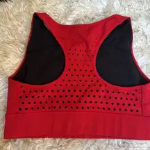 Ethos racer back laser vented high neck support Racerback sports bra cherry red