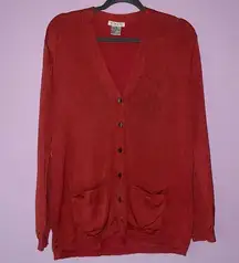 Talbots Vintage  XL Cardigan Silk Cotton Blend Patch Pockets Button Front