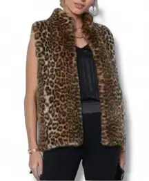 90s Y2K VTG Designers Originals leopard faux fur vest