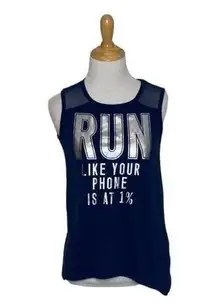 Ideology Graphic Fitness Navy Blue Run Like Your Phone is on 1% Tank Top XL Juni