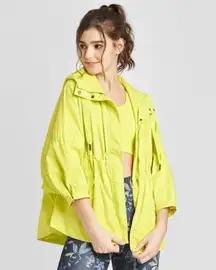 Yellow Zip-Up Windbreaker Water Resistant Poncho Size Small