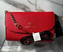 New Nanette Lepore red wallet on a chain crossbody 7 1/2 x 5