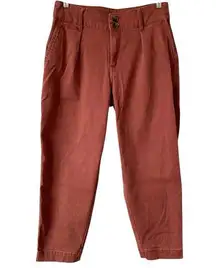 A NEW DAY Rusty Red Tapered Cropped Jeans Size 6 Relaxed Fit Stretch Summer